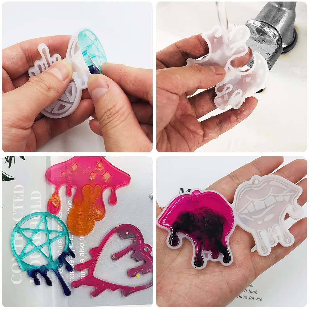 AIEX Kit 147 Pezzi Per Stampi In Resina – Stampi Silicone Orecchini, Ganci, Anelli, Dorsi, Portachiavi, Per Bigiotteria Fai Da Te