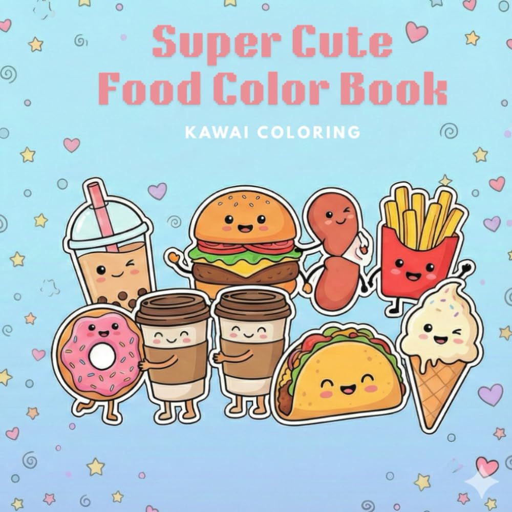 Super Cute Food Color Book: Kawai Coloring