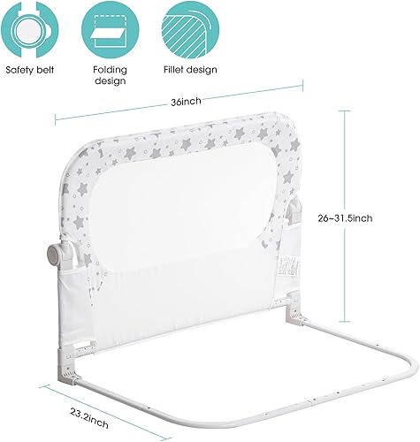 Miniatura 7 de Barandilla protectora para cama de bebé para niños pequeños, rieles de cama de 35.7 pulgadas para cuna, individual, matrimonial, tamaño Queen, cama