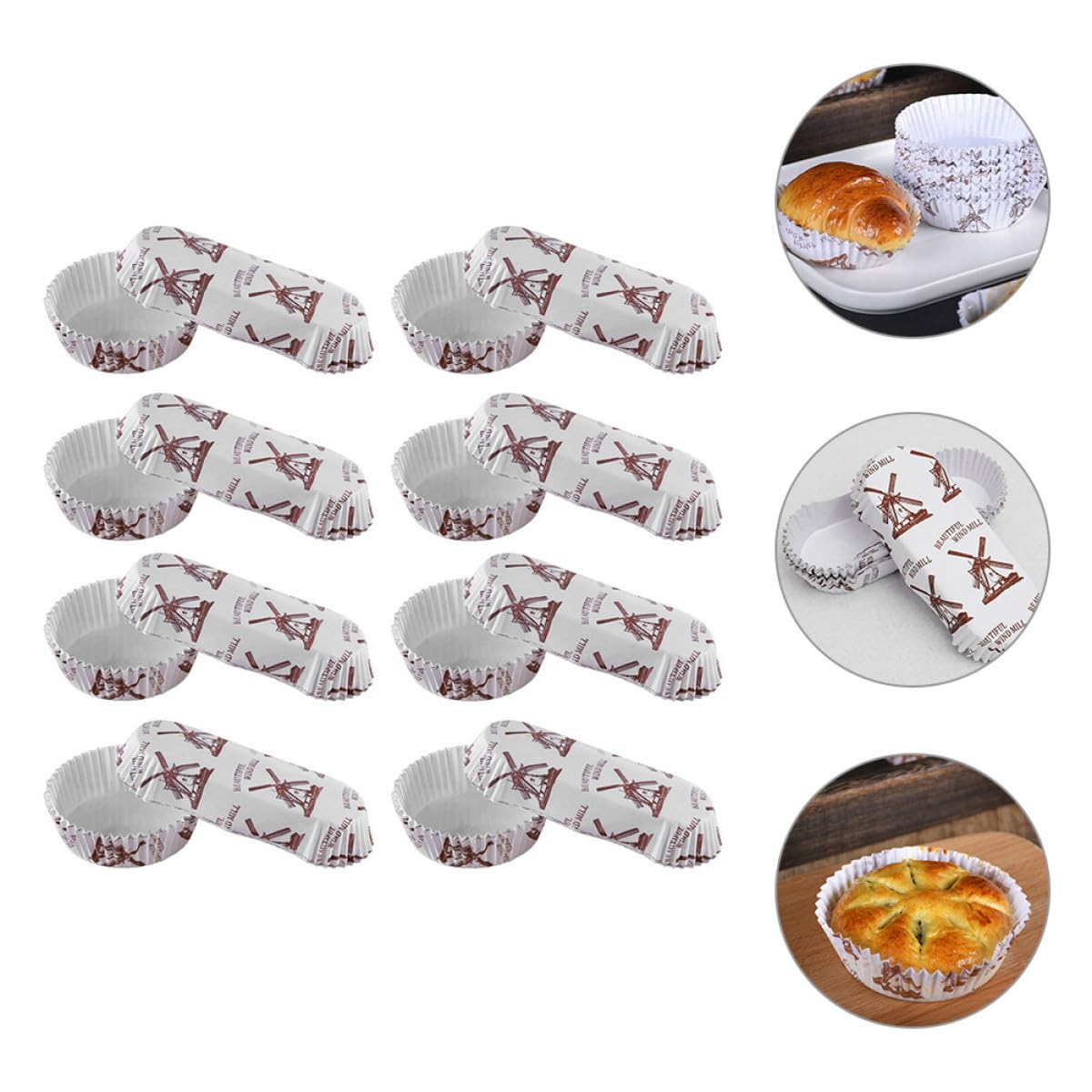 VALICLUD Tazas para Hornear Cupcakes de Papel Pet Resistentes a Altas Temperaturas, 200 Piezas (100 Redondas 100 en Forma de Barco) para Repostería Casera y Profesional