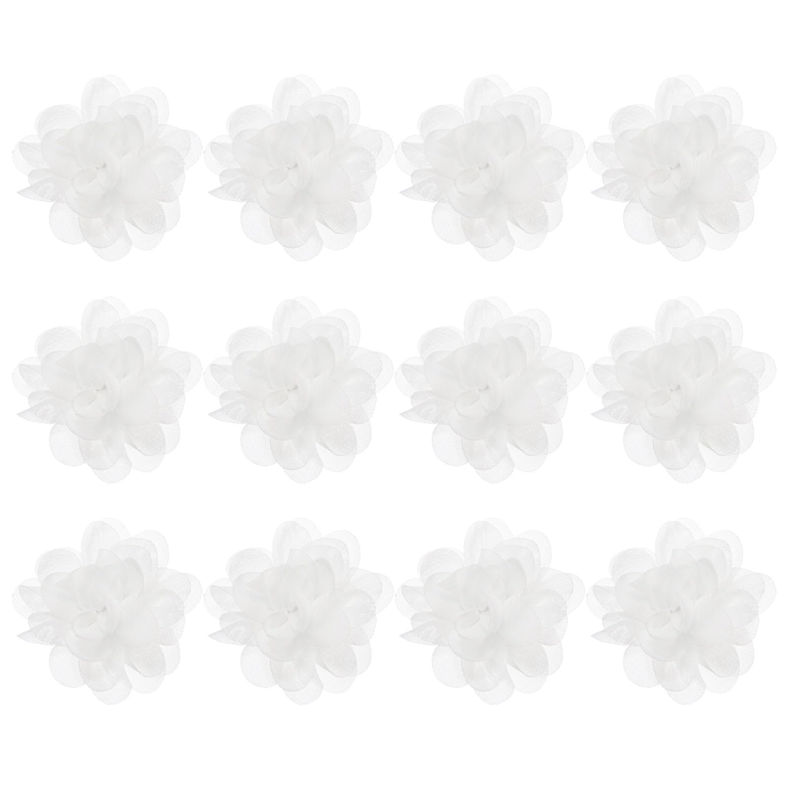 M METERXITY 12-Pack Chiffon Flowers, 1.97 x 1.97 Inch, Beige White, Classic/Elegant Style, Artificial Flower, Decorative Item