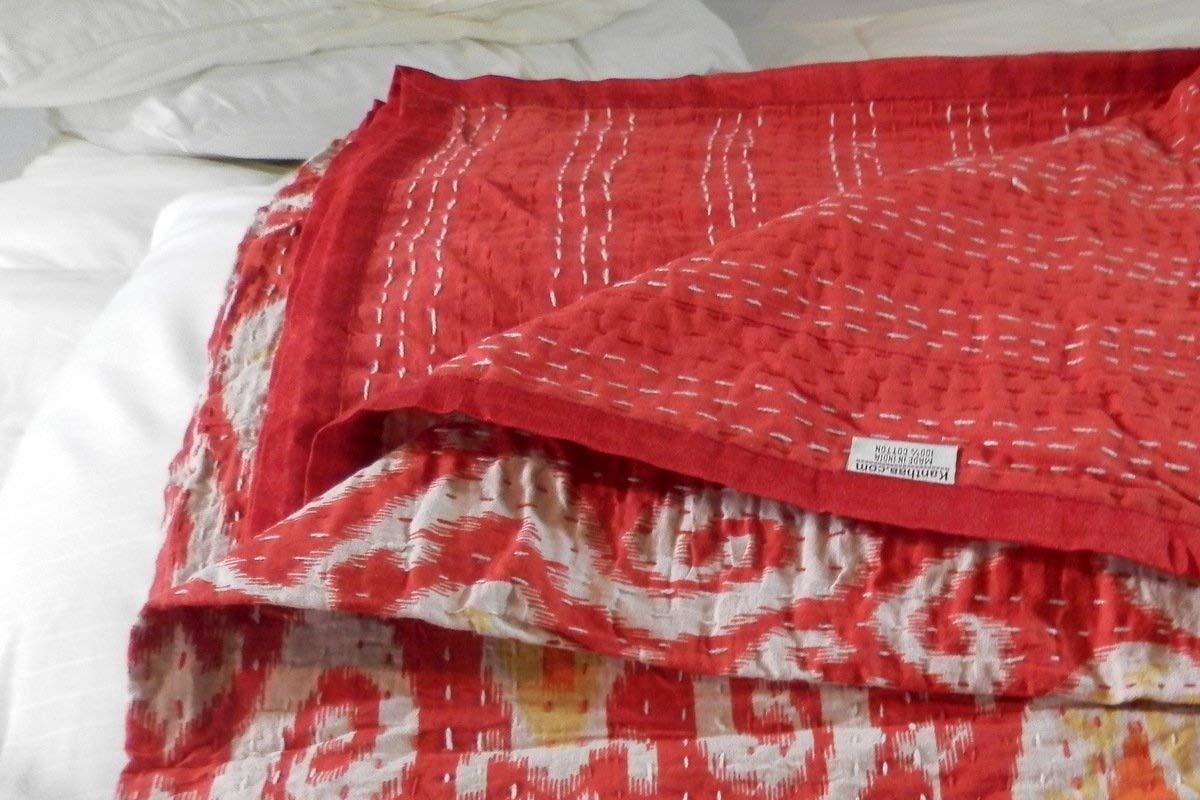 Sophia-Art Kantha Quilt Ikat Bedspreads (Red- Twin)