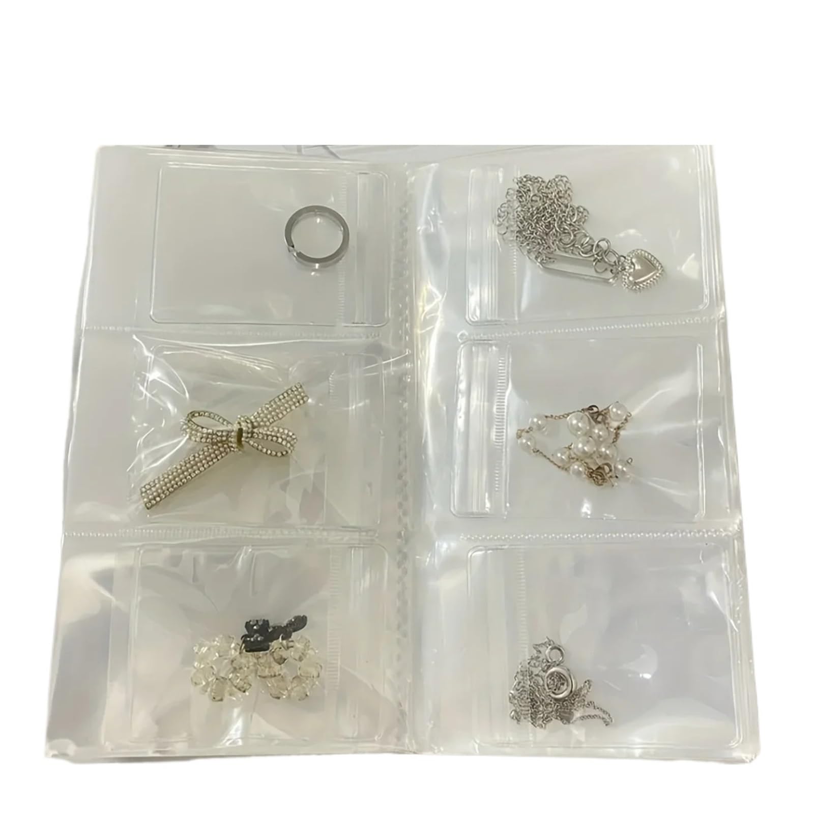 HUWOYG 84-Cell Transparent Jewelry Storage Book Portable Travel Easy View Access Album Photo Bag for Jewellery Organization For Rings Necklace