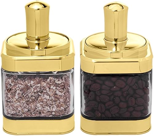 Miniatura 1 de Magnitt Tarros de especias de vidrio para condimentos, 2 recipientes con tapas y cucharas, juego de cajas de condimentos para azucareros, el mejor