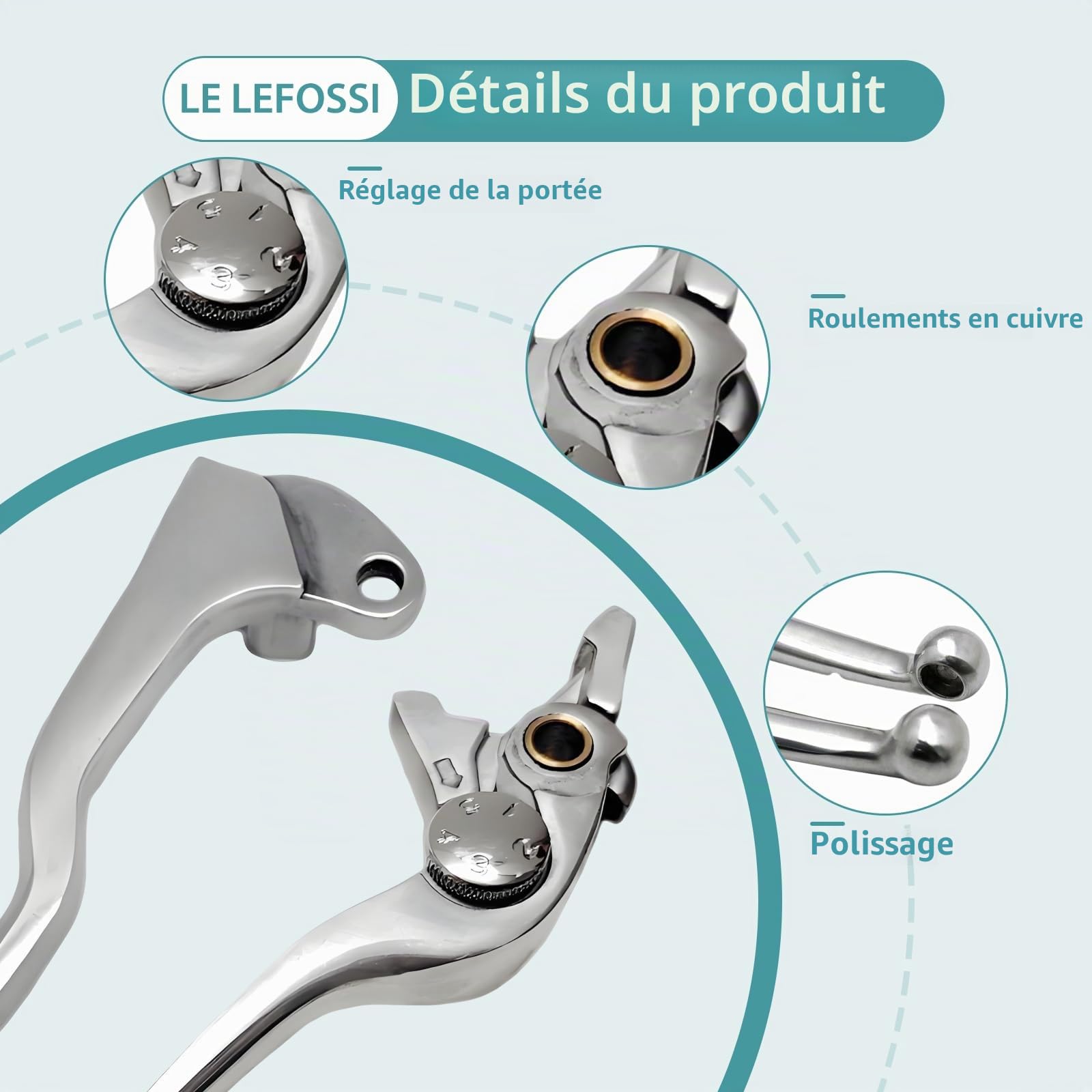 Leviers de Frein d'Embrayage Pour Compatible avec Suzuki GSR 750 2011-2012 GSR 650 2006-2011 DL650 V-Strom 2004-2006 SFV650 GLADIUS 2009-2012 Polished Silver