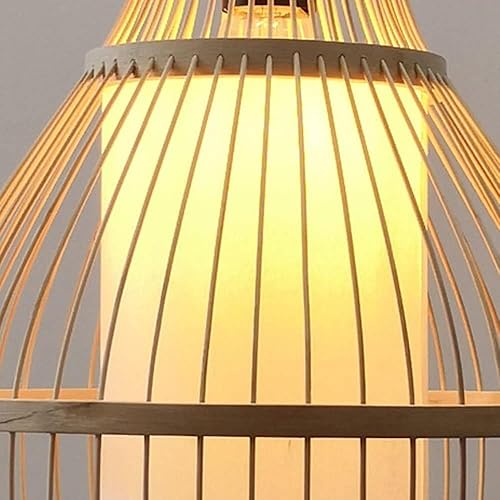 Miniatura 4 de Lámpara colgante de linterna tejida de bambú retro de granja, lámpara colgante rústica antigua Celing para restaurante, sala de estar, lámpara
