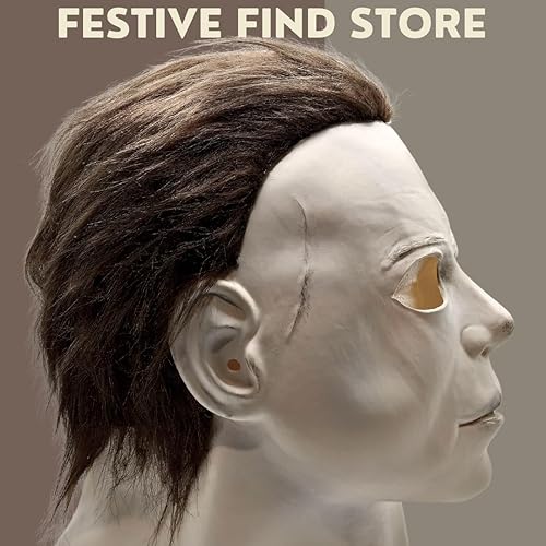 Miniatura 3 de Festive Find Michael - Máscara de terror de Halloween para adultos, máscara facial blanca aterradora de cabeza completa