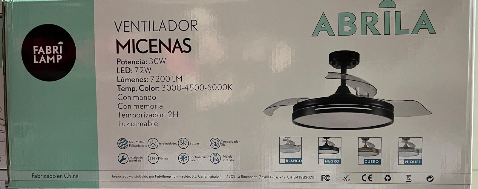 FABRILAMP AKUNADECOR Ventilador Dc Modelo Micenas L Dorado Con Led 59 W