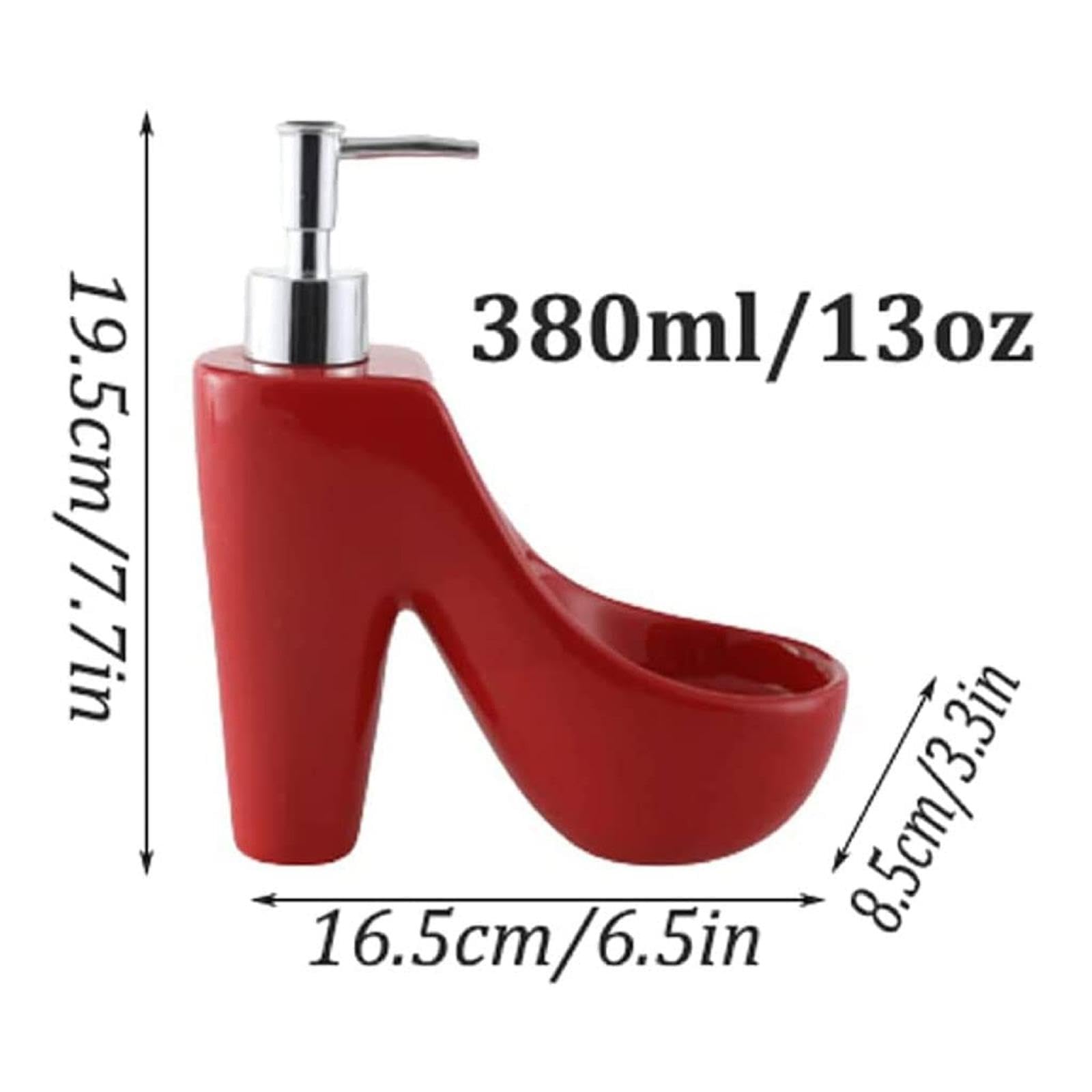 Keramik-Seifenspender mit Pumpe, 385 ml, in Form von High Heels, moderner Seifenspender für Bad, Küche und Badezimmer, Schwarz
