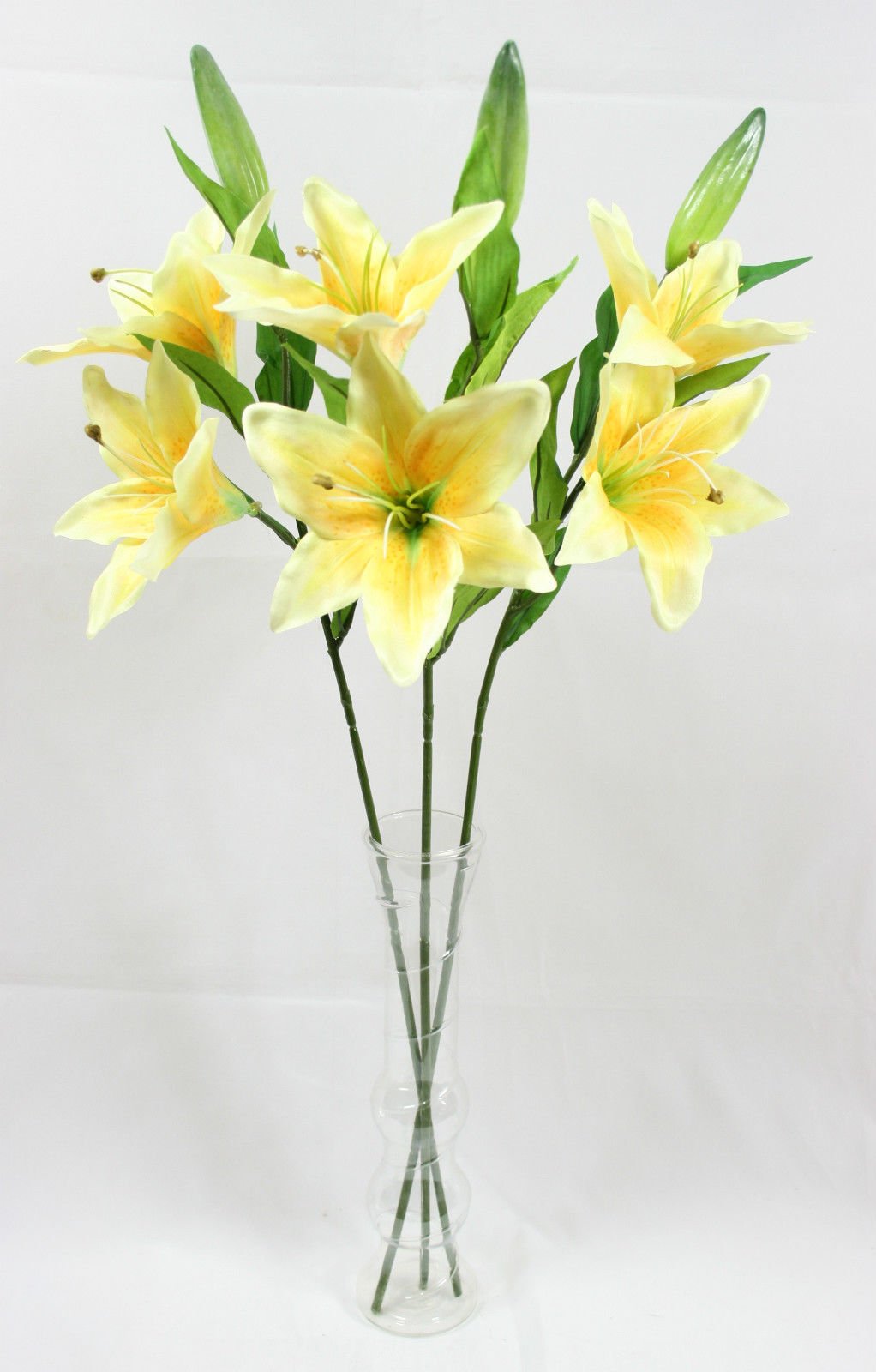 Artificial Lily Spray - 3 Stems in Yellow - Realistic Looking Flowers