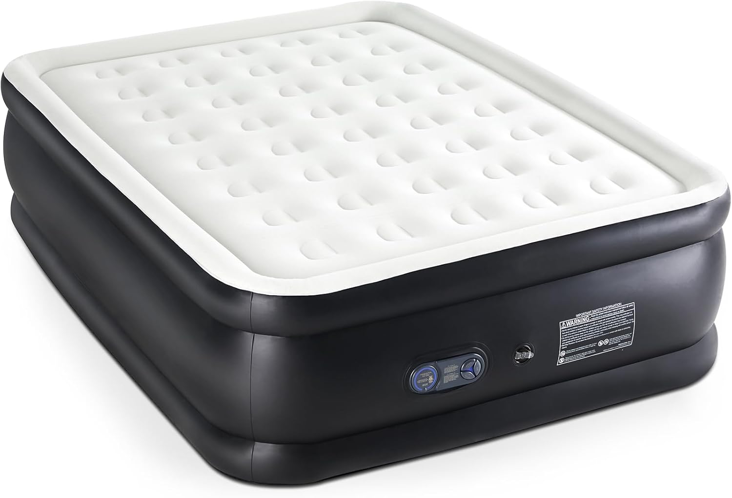 Air Mattress with Built in Pump - Luxury Double High Inflatable Bed for Home, Travel & Camping, Navy/White, Queen, 20" High Queen, 20-Inch Thick