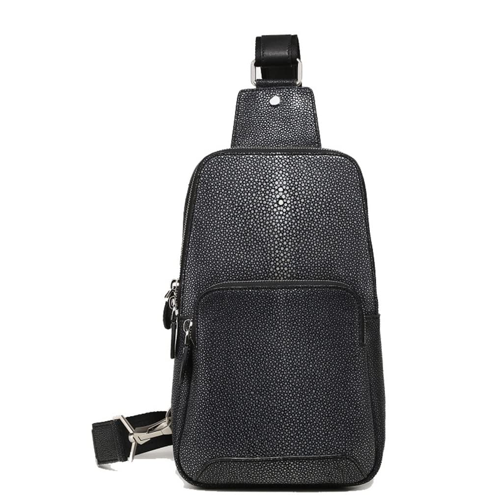 MMLLZEL Pearl Men's Leather Chest Bag Business Large Capacity Shoulder Oblique Span Bag Tide Brand Chest Backpack