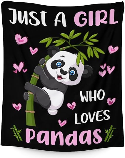 Mercuryelf Panda Throw Blanket - Soft, Fuzzy & Warm - 60x80 Inches Flannel Blankets for Bed, Couch - Black Cute Throws Gift for Women