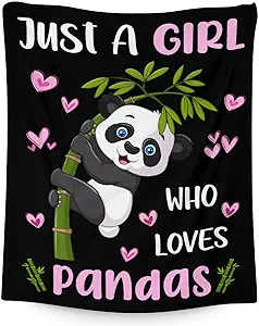 Mercuryelf Panda Throw Blanket - Soft, Fuzzy & Warm - 60x80 Inches Flannel Blankets for Bed, Couch - Black Cute Throws Gift for Women