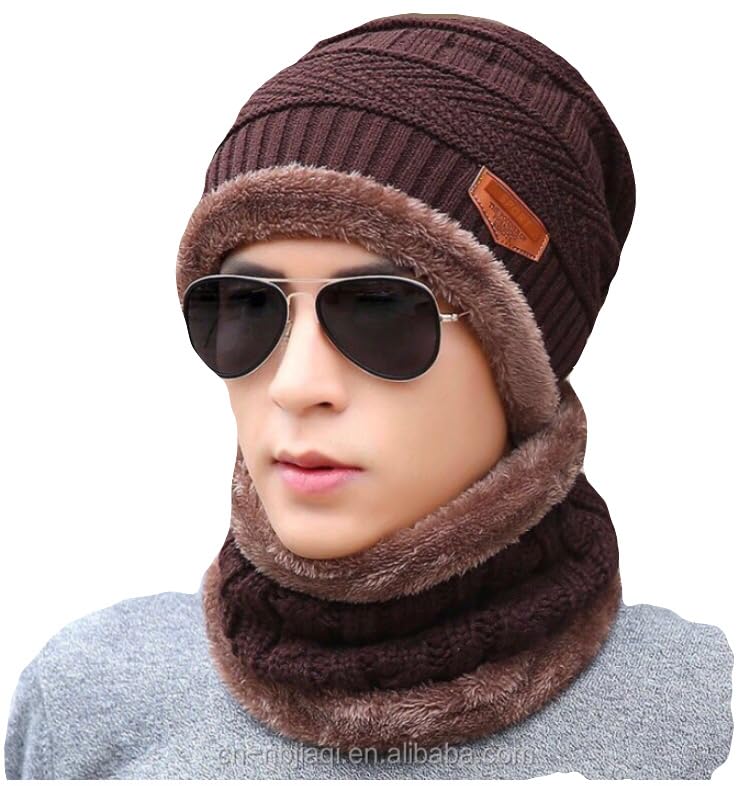 GenericSHRI SHYAM PRODUCTS Winter Knit Beanie Cap with Neck Warmer Set for Men & Women