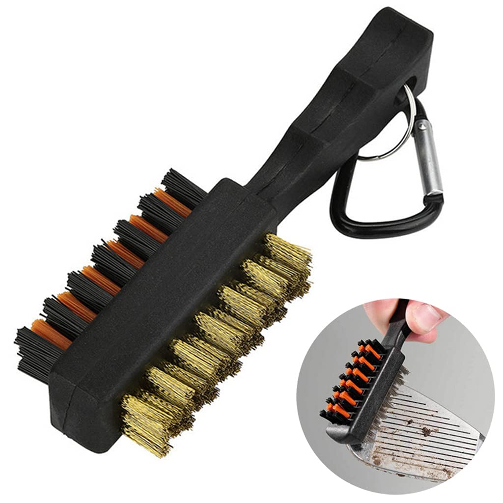 Double Side Golf Brass + Nylon Club for Head Cleaner Brush Cleaning Tool Kit with Hanger Accessories&pr