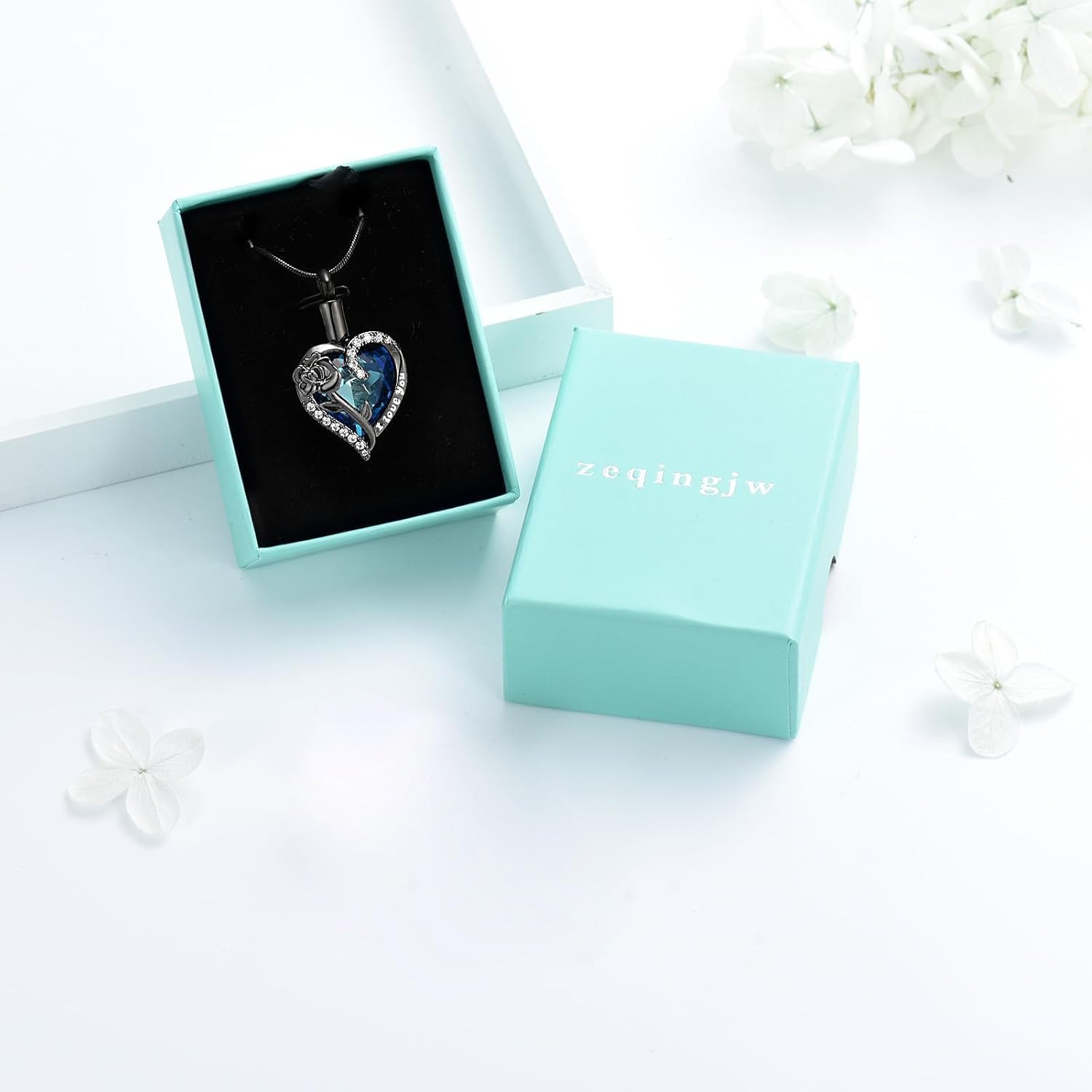 zeqingjw Heart Urn Necklace for Ashes Crystals Cremation Jewelry for Women Men Ashes Holder Memorial Lockets Keepsake Gift - Image 6