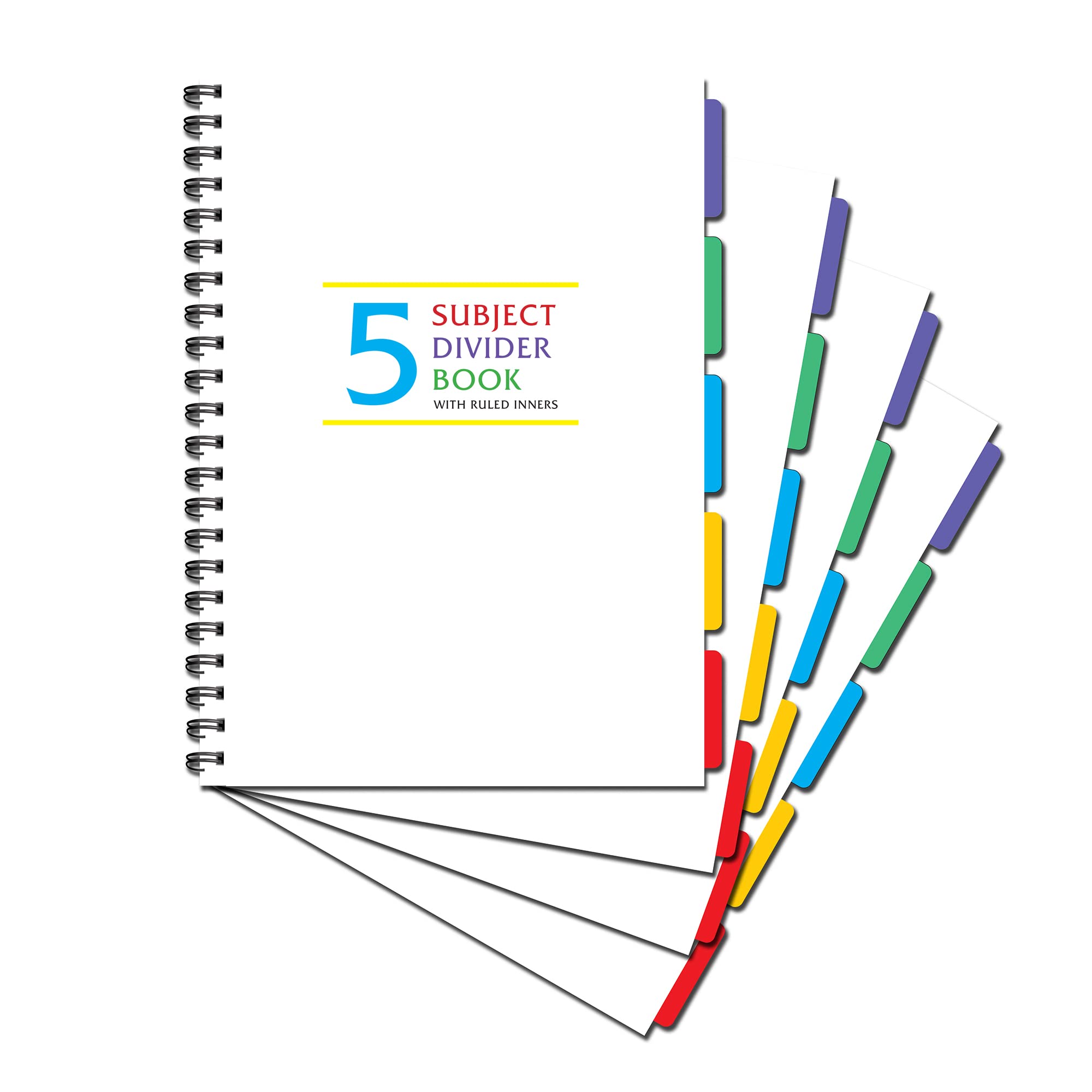 Cherry Subject Divider Lined/Ruled Sections Project Book B5 (176 millimetres x 250 millimetres) 100 Pages Total with 5 Dividers per Book **4 Pack**