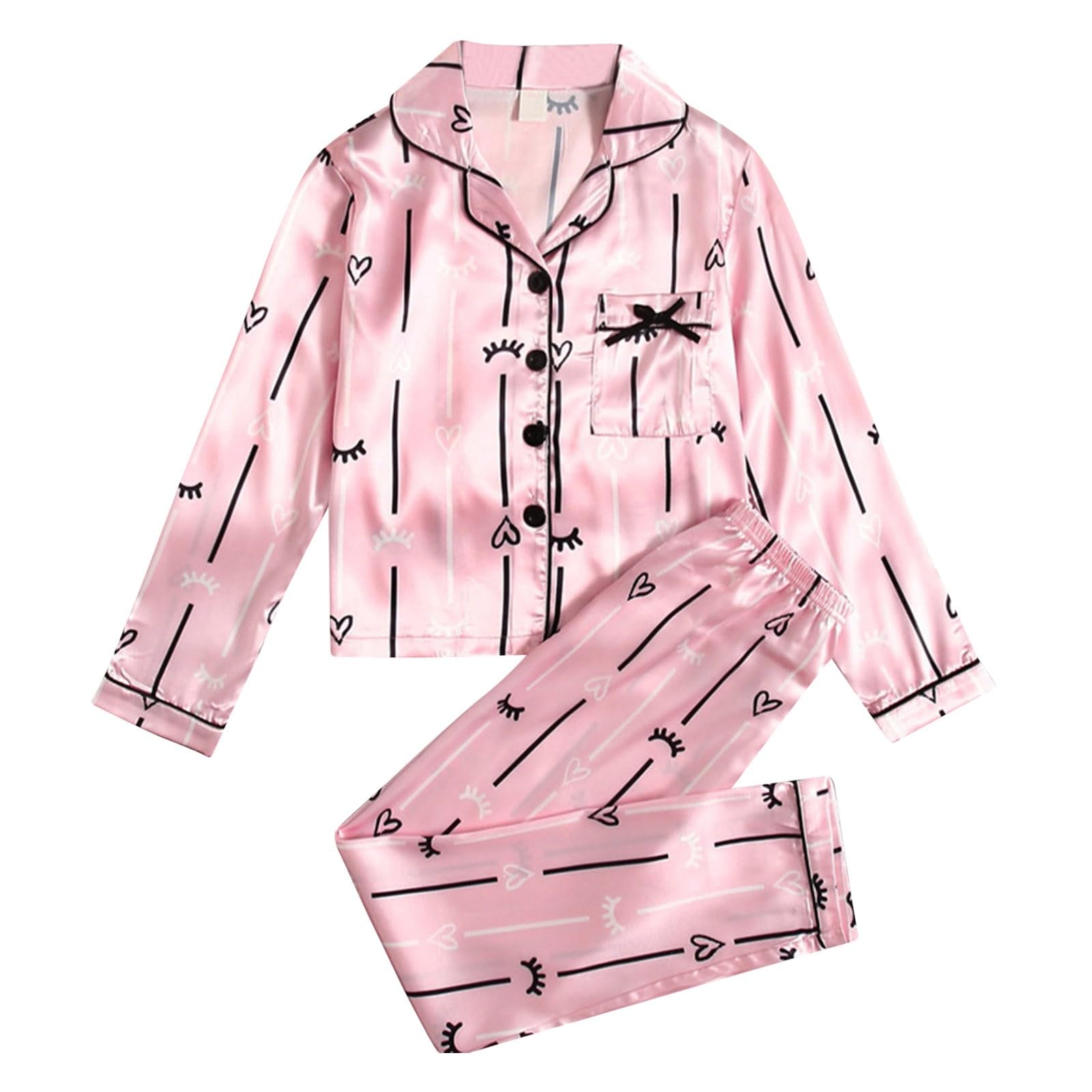 Pyjama 2 Pièces Fille Manches Courtes + Short - 100% Coton, Motifs Mignons, Tailles 100-150 Cm, été Printemps
