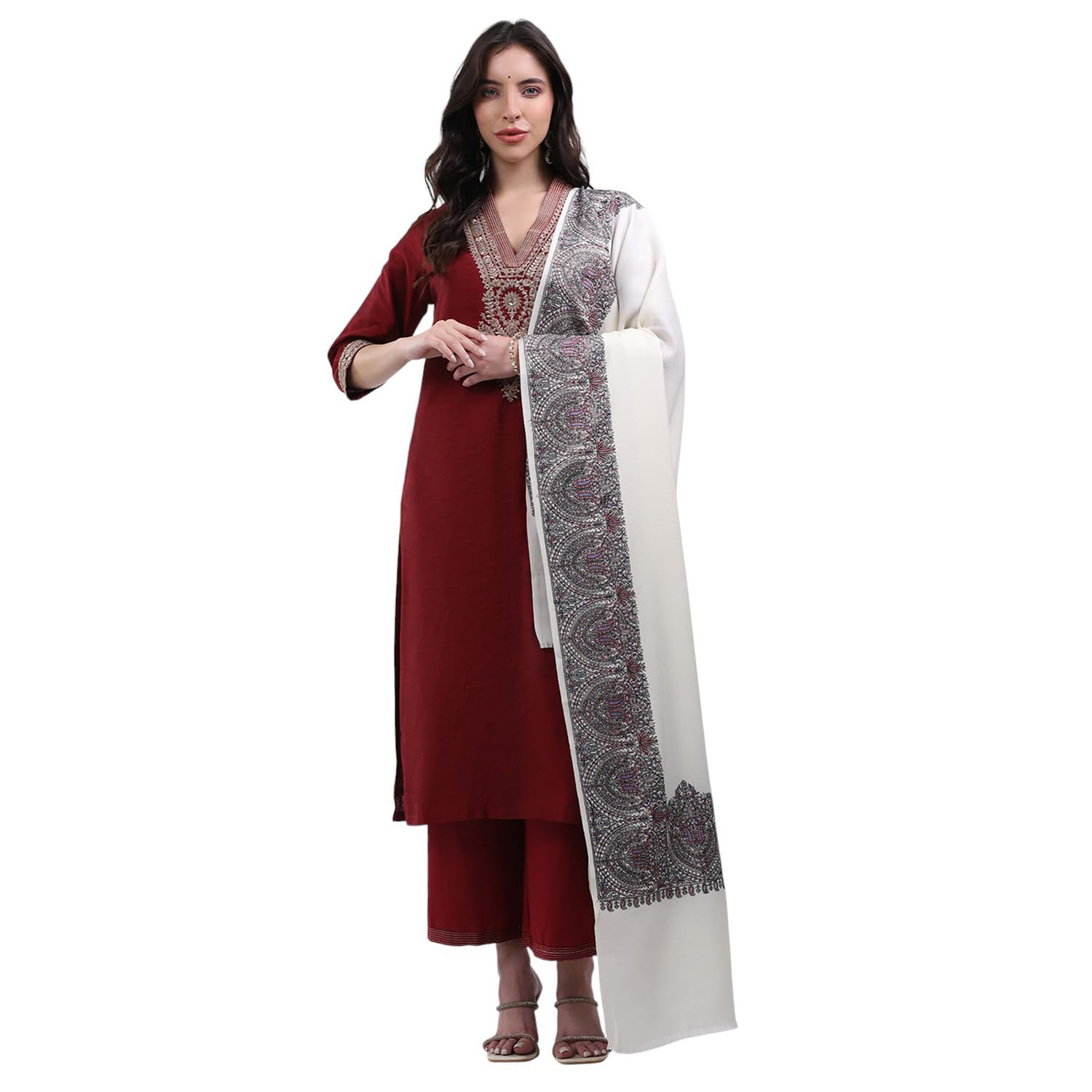 Women Shawl | Soft Warm Stole for Ladies | Elegant Wool Wrap for Cold Weather | Stylish Traditional Winter Wear for Women (Pack Of 1)-image-39