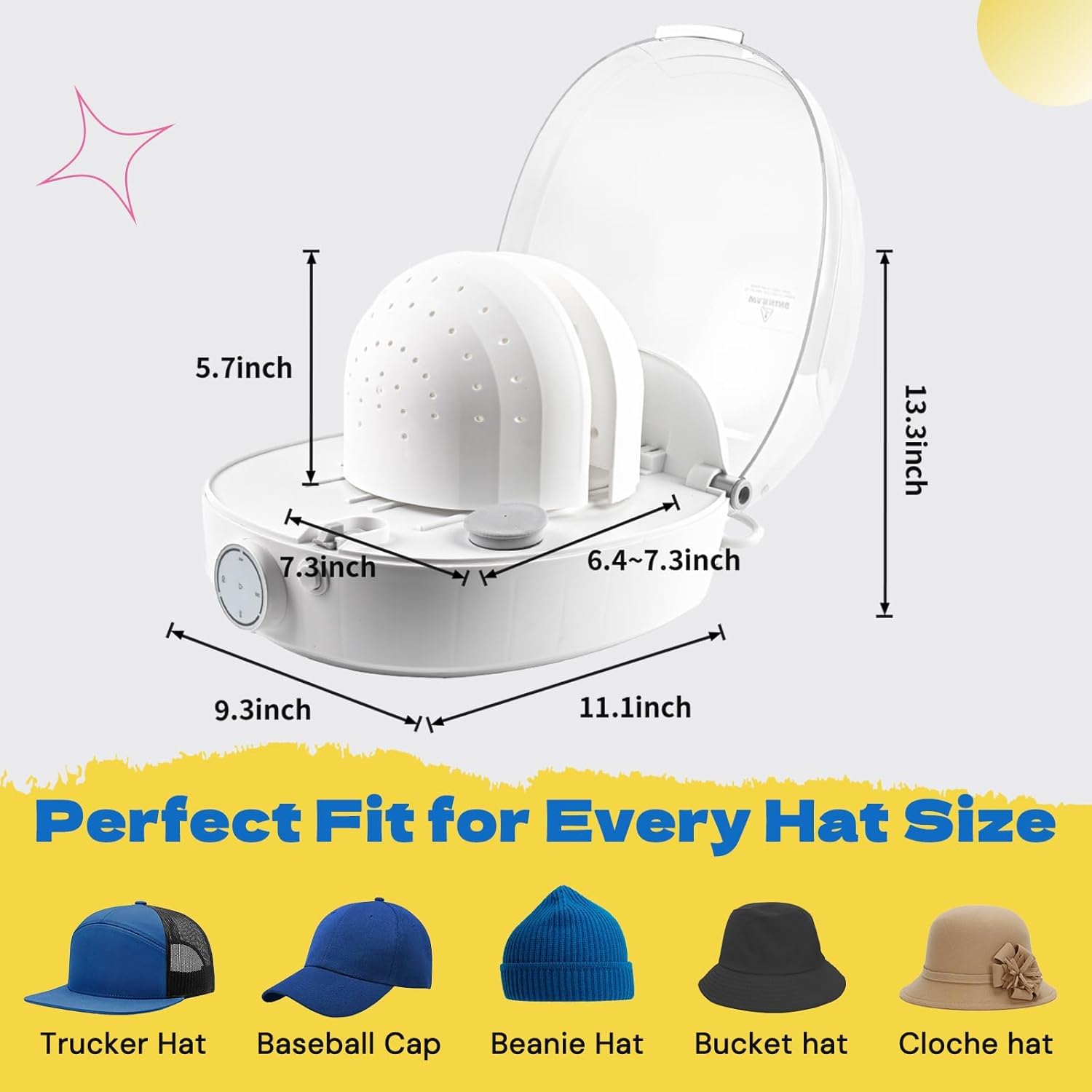 Hat Cleaner, Automatic Hat Steam Cleaner, Hat Shaper, All in One Hat Care Machine, Steam Cleaning & Ironing and Fast Drying for Baseball Caps, Bucket Hats, Felt Hats