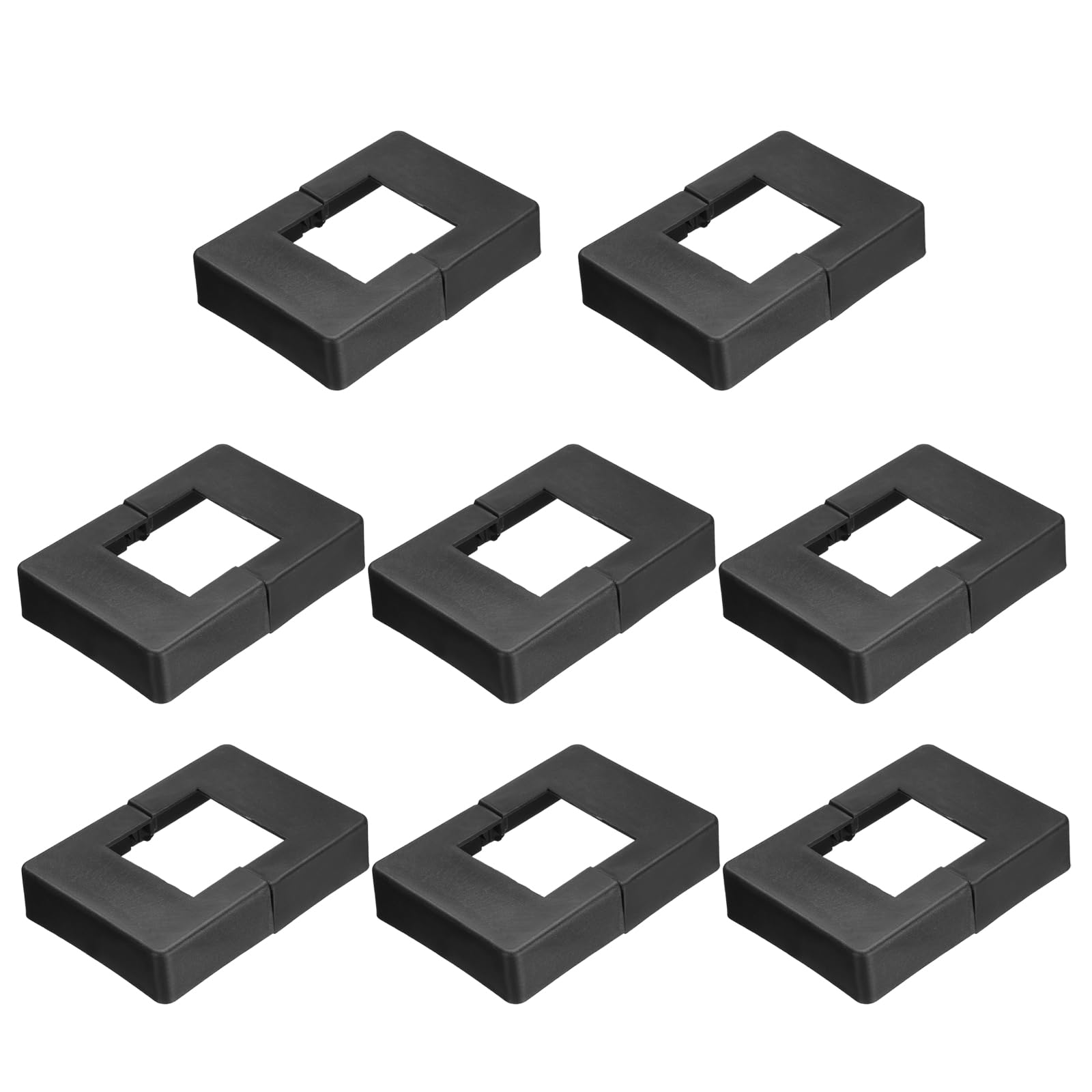 PATIKIL 8 Pack Fence Post Skirt, 1.8 x 1.8 Inch Rectangular Split Style Deck Post Base Cover Plastic Flange Base Shoe for Railings Fence Stair Railing Porch Patios, Black
