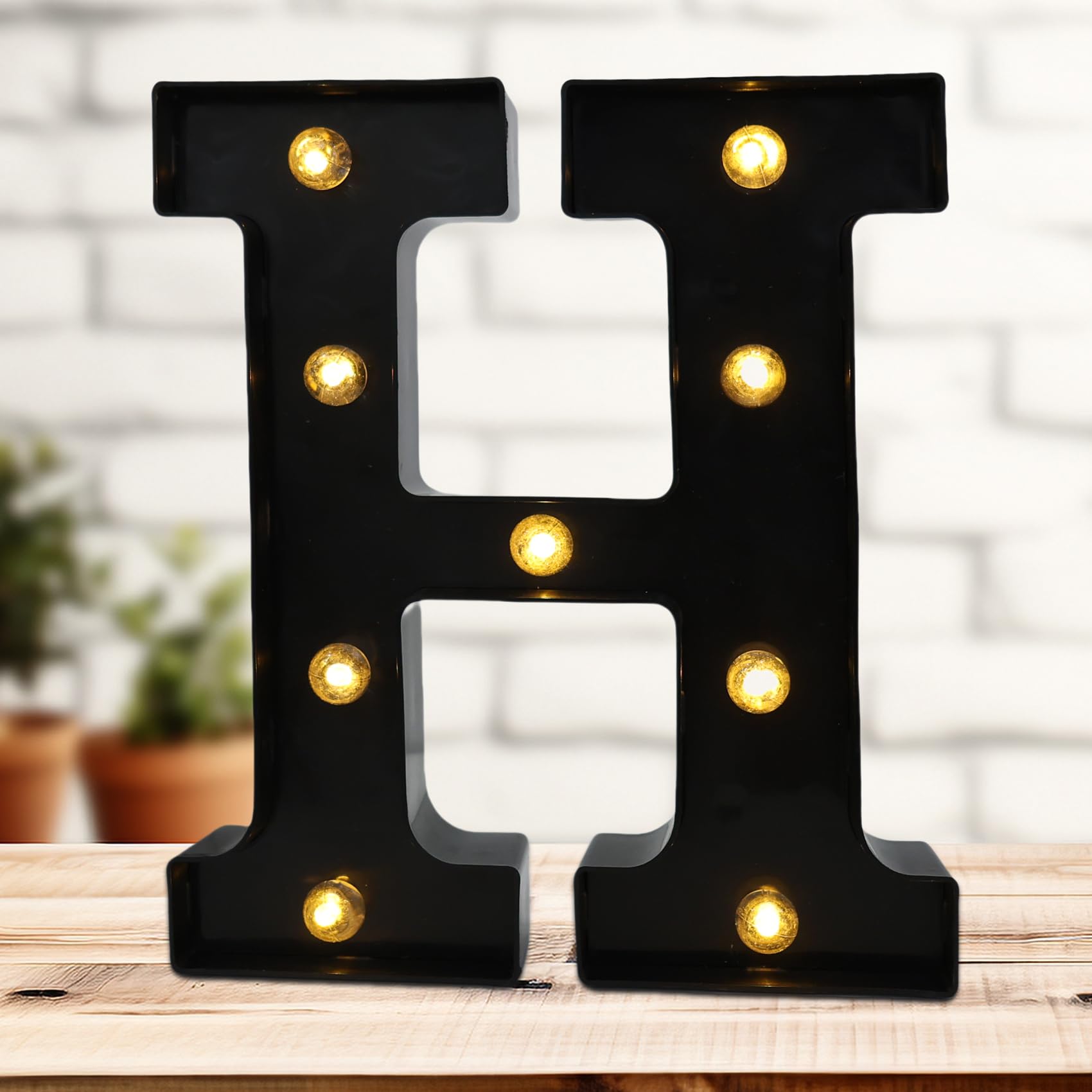 Led Marquee Letters, 8.58 Inch Black Light Up Letters, Small Led Letter Lights, Battery Powered Lighted Letterfor Table, Party, Birthday, Christmas Decor (Black, Letter H)