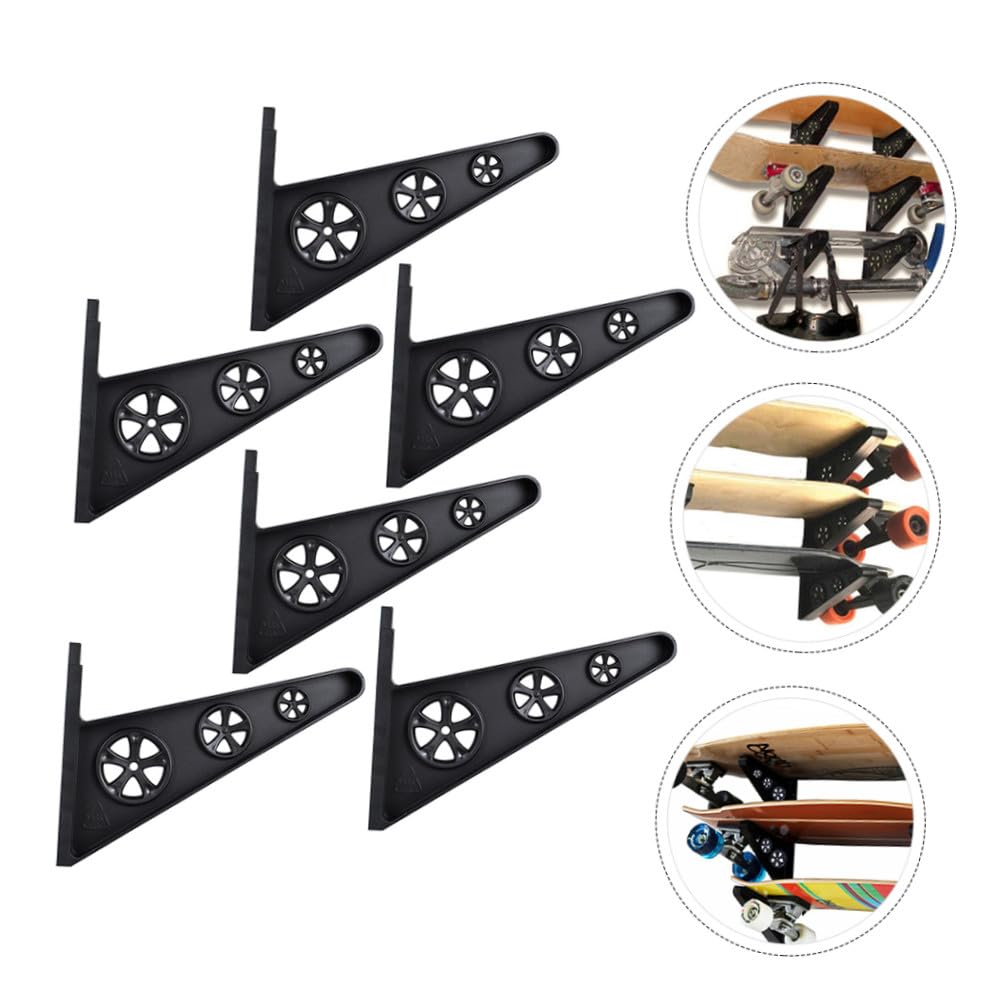 WOONEKY Portasci da Parete Muro per Snowboard e Skateboard, Nero | Supporto Multi Parete in Pp, Installazione Semplice, Uso Casa e Showroom, Stabile, Elegante e Professionale