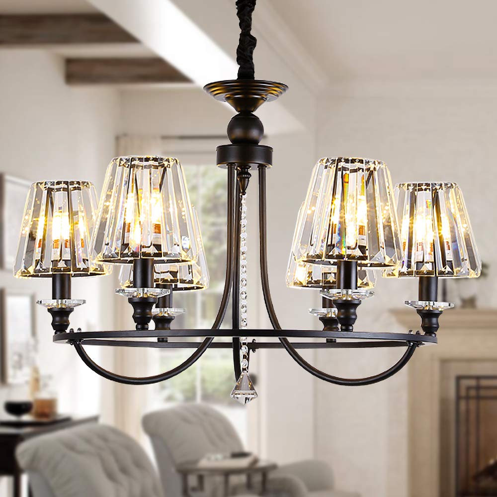Buy 6 Lights Contemporary Crystal Chandeliers for Dining Room Modern