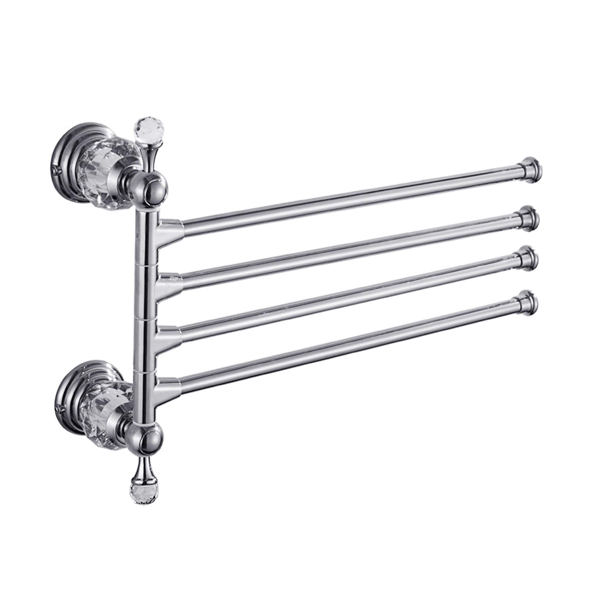 Peonybath Bright Chrome Chrome Folding Towel Bars Towel Holder, Silver Crystal Towel Rack Bathroom Hardware