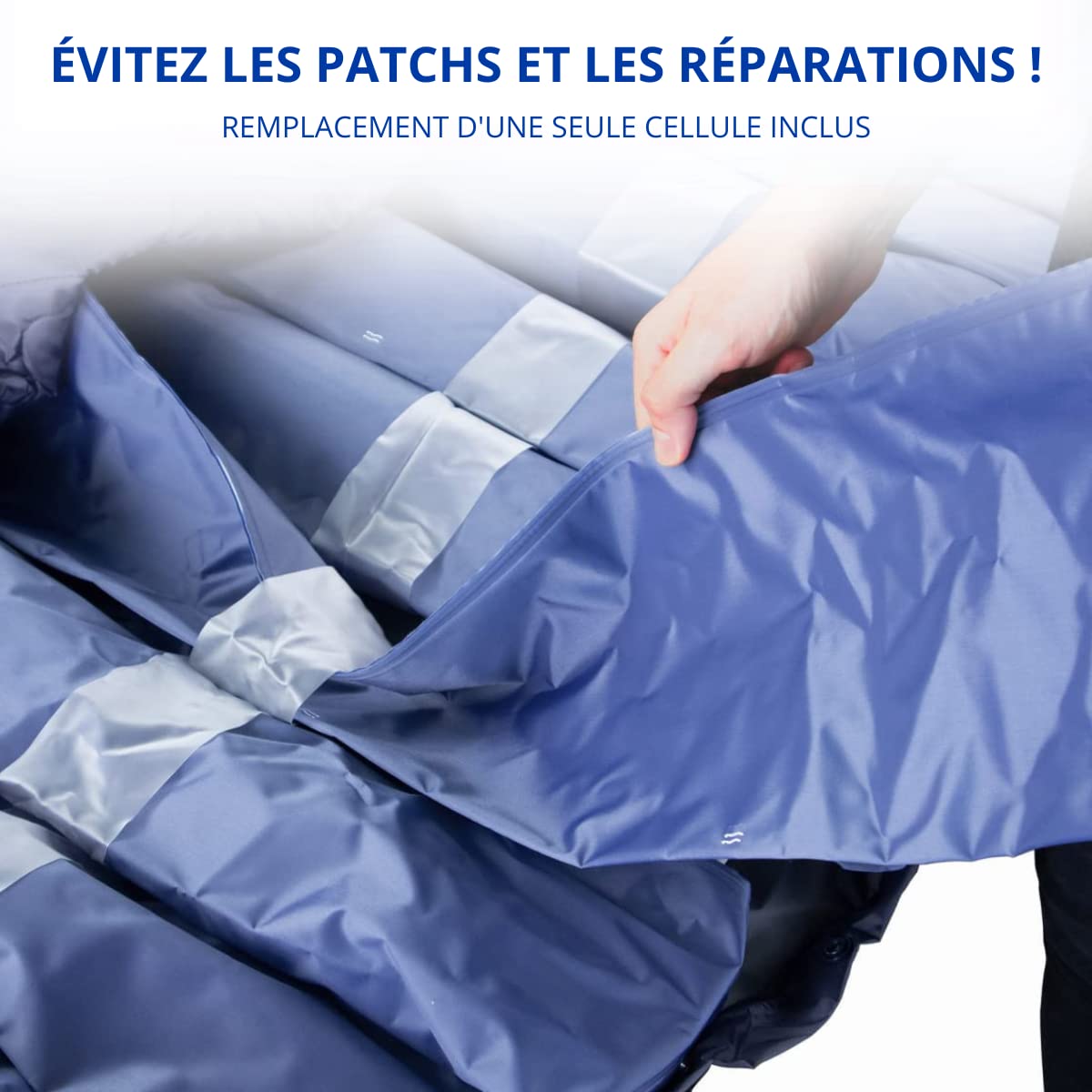 Mobiclinic®, Mobi 2, Matelas Anti-escarres avec Moteur à compresseur, pour escarres Grade i et II, Air alterné, Marque européenne, Nylon PVC médical ignifugé, 20 alvéoles, Couleur Bleu