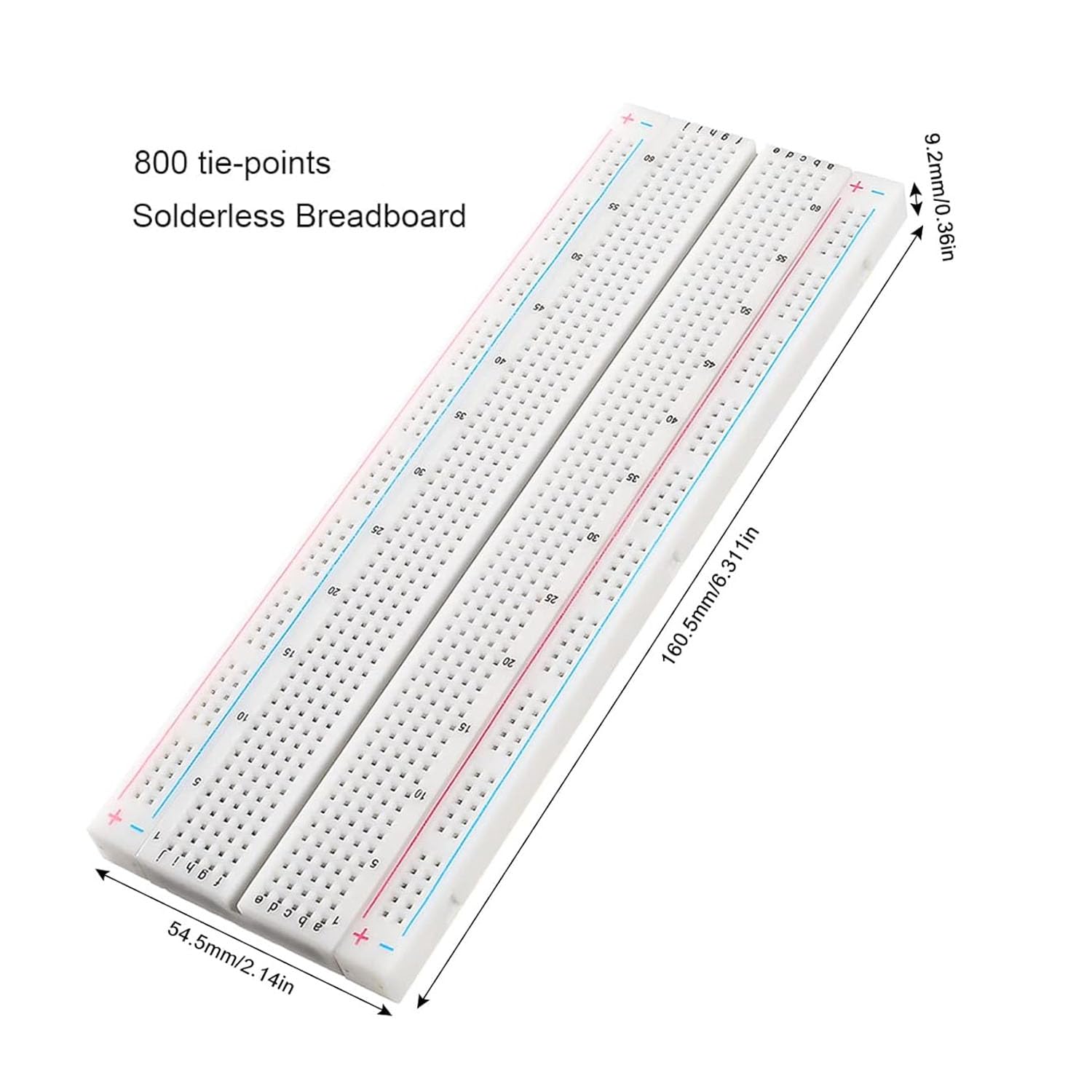 830 punti Breadboard,senza saldatura Breadboard Breadboard Kit con cavo jumper wire,adattatore di alimentazione,cavo DC,per test elettronici fai da te Mini Breadboard