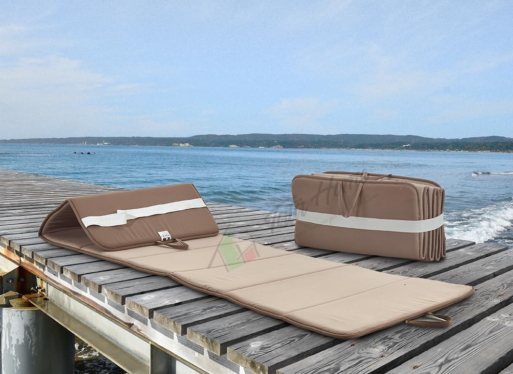 Tata Home Materassino Prendisole Pieghevole Cuscino Imbottito per Sdraio Lettino Spiaggia Trasportabile Salvaspazio Misura Maxi 52x200 cm Tortora Marrone