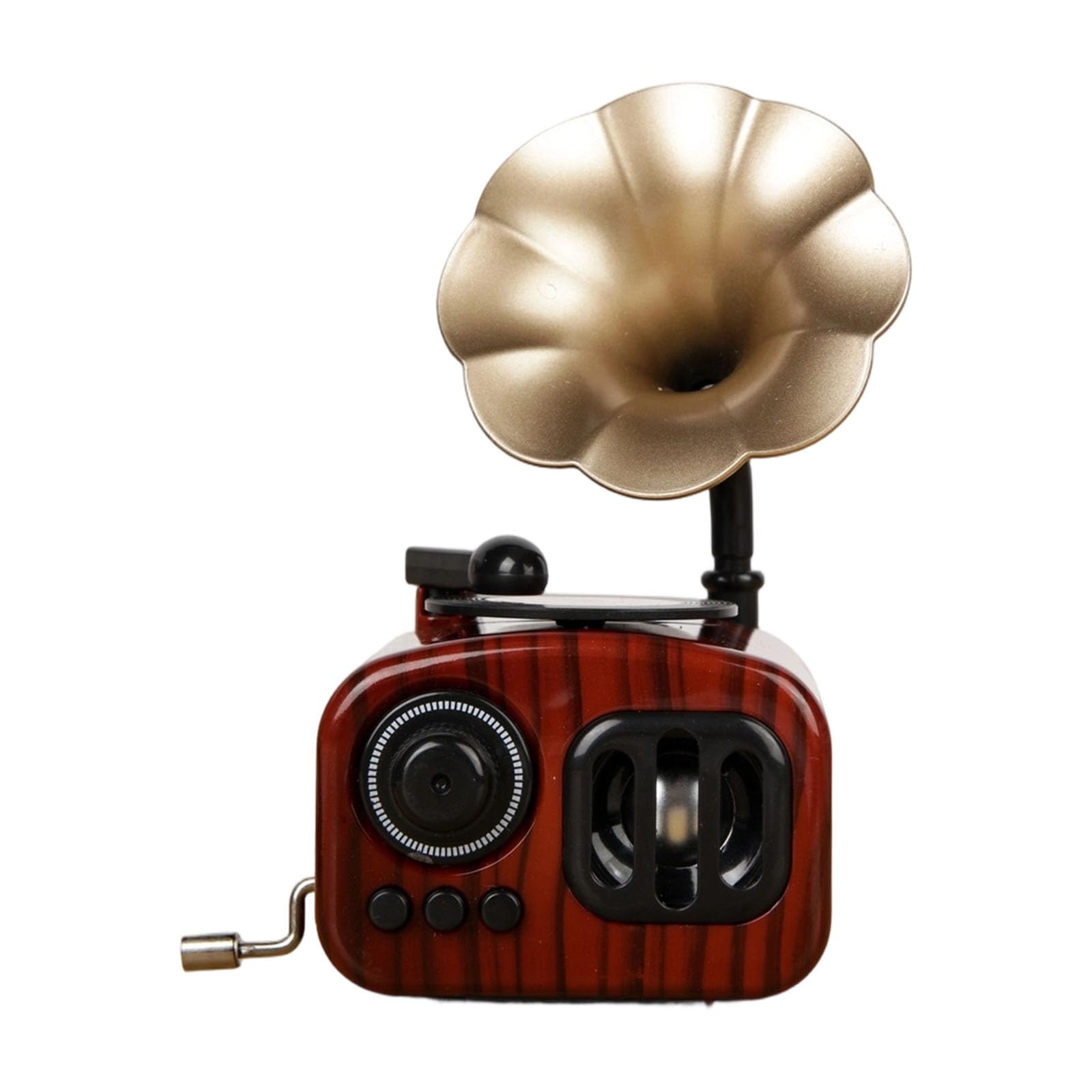 Lerpwige Manual Operated Small Gramophone Music Box Hand Crank Mechanism Without Battery Required Melodies Enjoyment Home Decors Manual Crank Music Box Without Battery Antique Decors