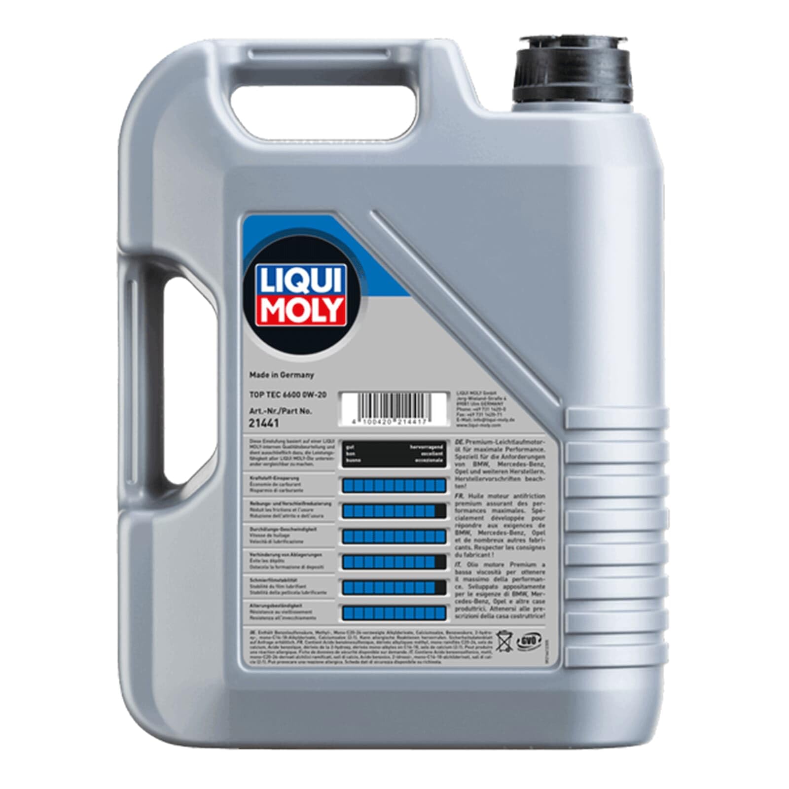 LIQUI MOLY Top Tec 6600 0W-20 | 5 L | Synthesetechnologie Motoröl | Art.-Nr.: 21441