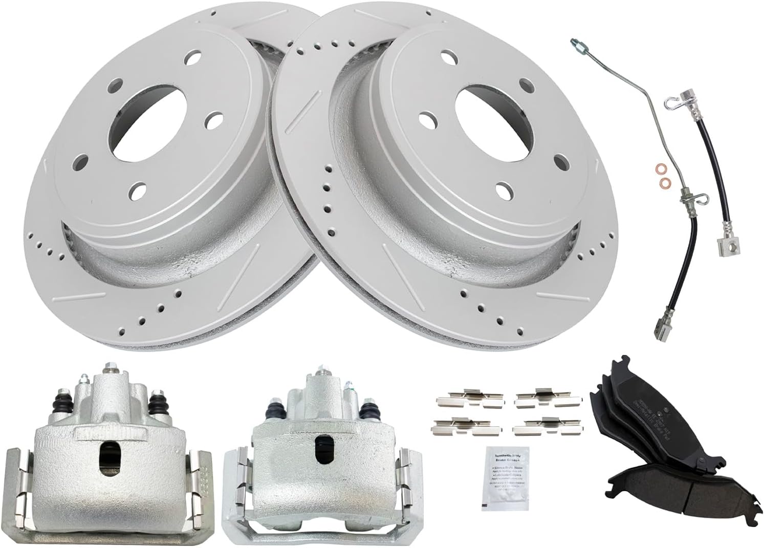 TRQ Brake Pad & Rotor Kit Performance Semi-Metallic Compatible with 2002-2004 Dodge Ram 1500