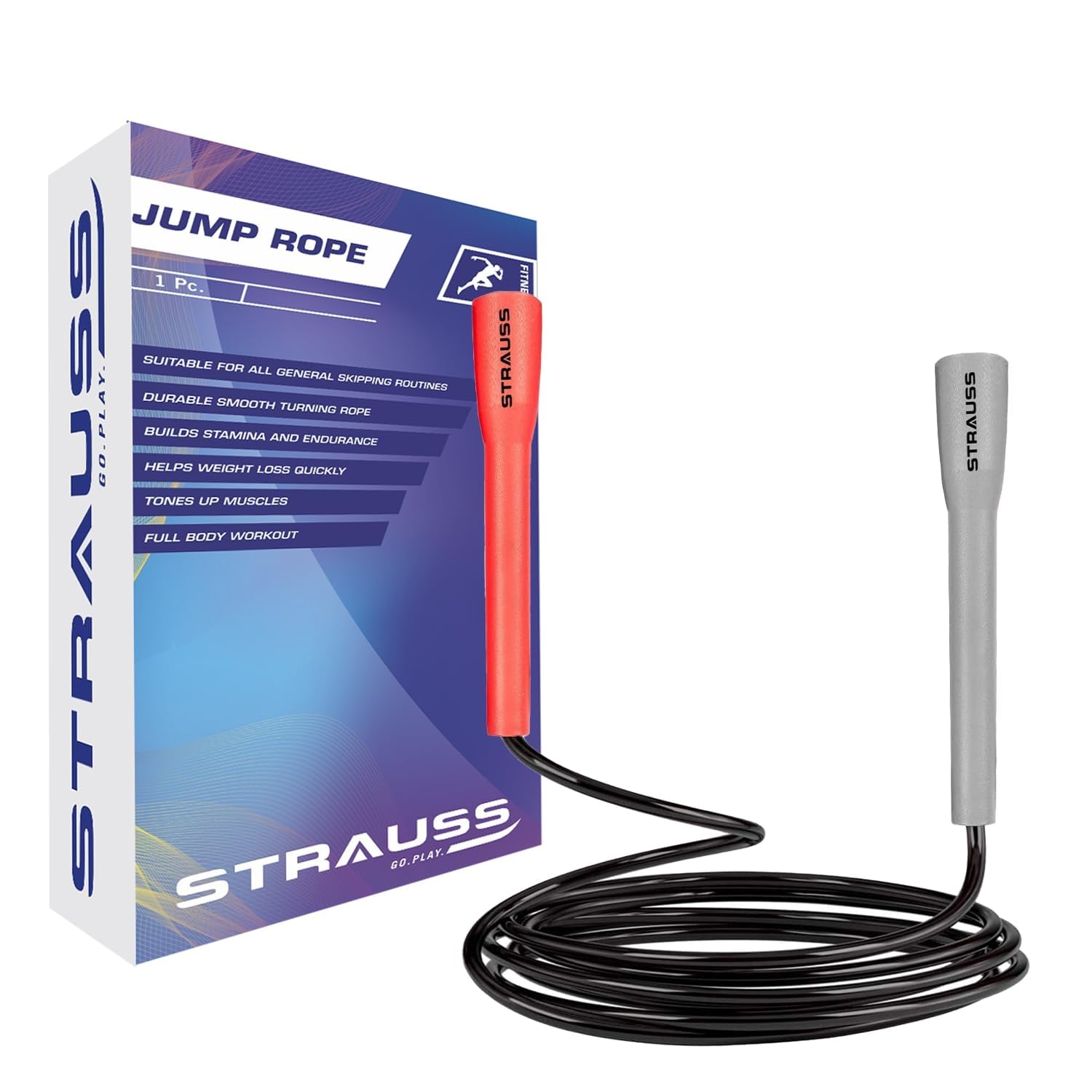 Strauss Skipping Rope for Women and Men | Adjustable Jumping Rope for Kids, Girls | Home Exercise Rassi Strength Workout | Health and Fitness Training (Multicolor)-picture-13