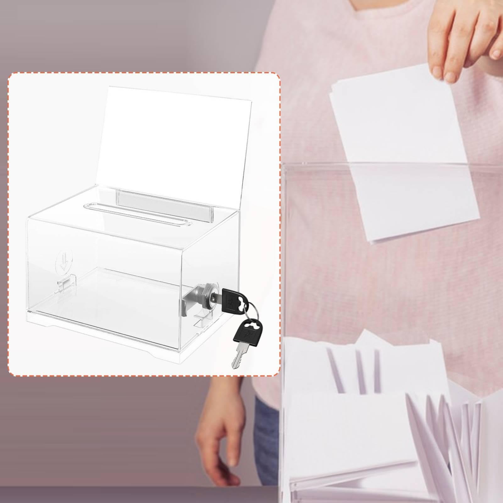 Boîte à suggestions/à acrylique avec serrure, contenant pour le dépôt des bulletins pour la maison, Clair