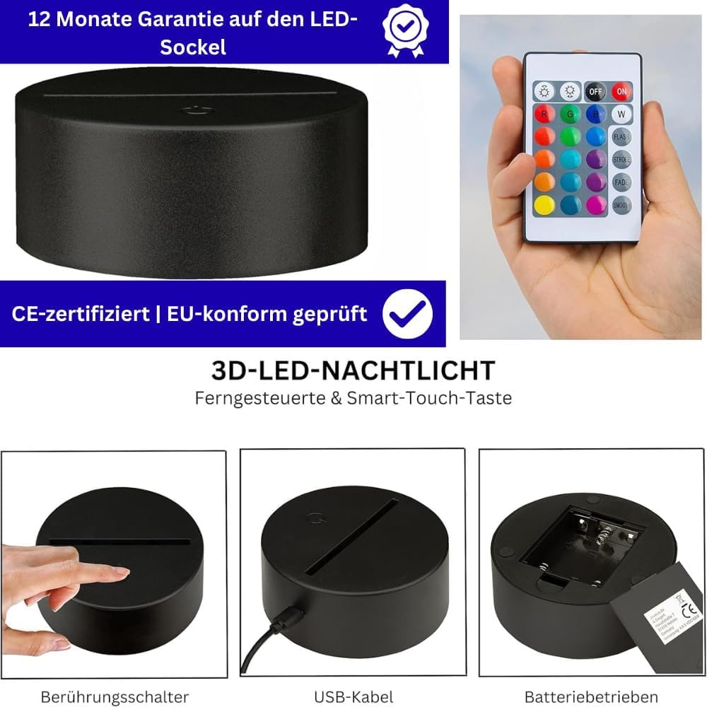 Lámpara LED de cristal acrílico para niña, diseño de karate, luz nocturna con nombre y cambio de color, decoración de artes marciales, cristal acrílico fabricado en Alemania