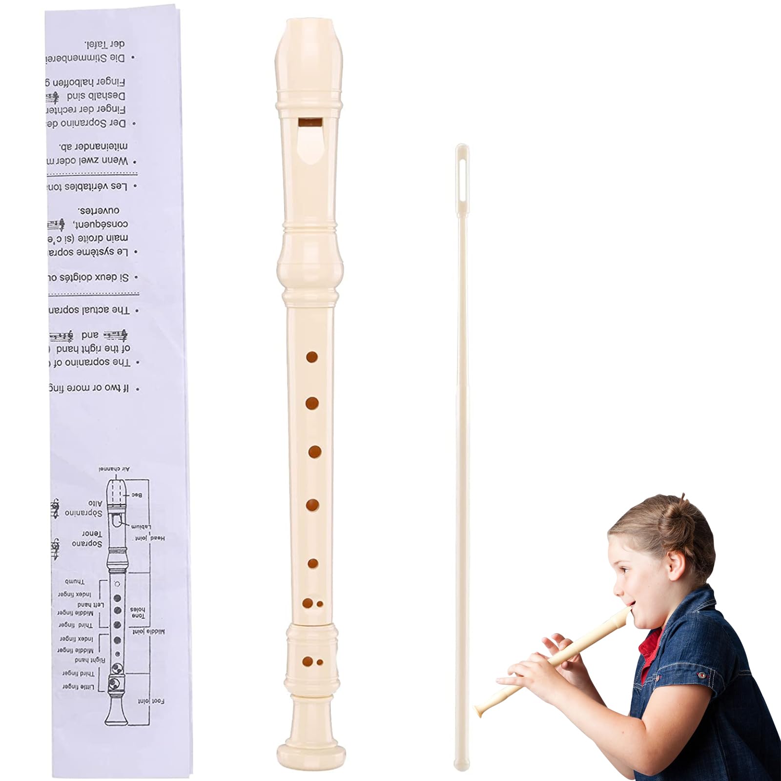 Flûte à Bec Soprano, Enregistreur Descant, Flûte à Bec,Flûte à Bec Soprano pour Enfants Débutants,Plastique Instrument de Musique Flûte à Bec Soprano, pour Enfants Adultes Débutants