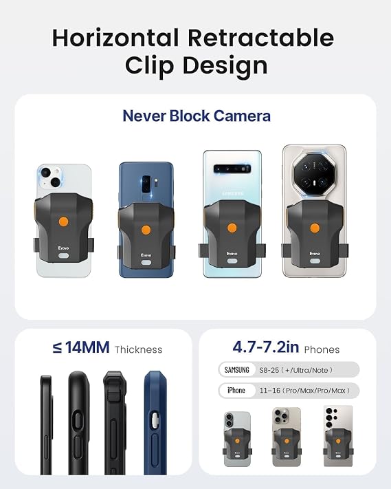 Eyoyo Portable Phone Back Clip 1D Bluetooth Barcode Scanner Wireless