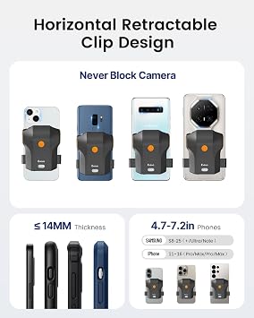 Eyoyo Portable Phone Back Clip 1D Bluetooth Barcode Scanner Wireless