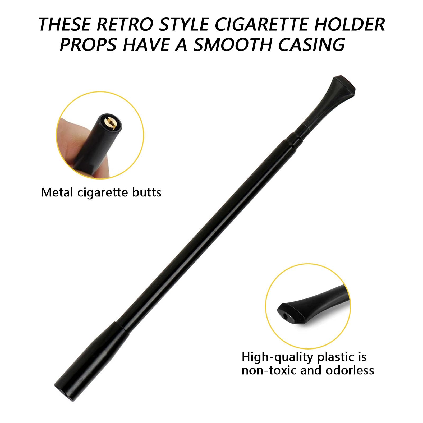 DYTHHN 3Pcs Retractable Cigarette Holder Durable Cosplay Holders Long Props Metal Classic Retro for Party Costume Accessory - Image 3
