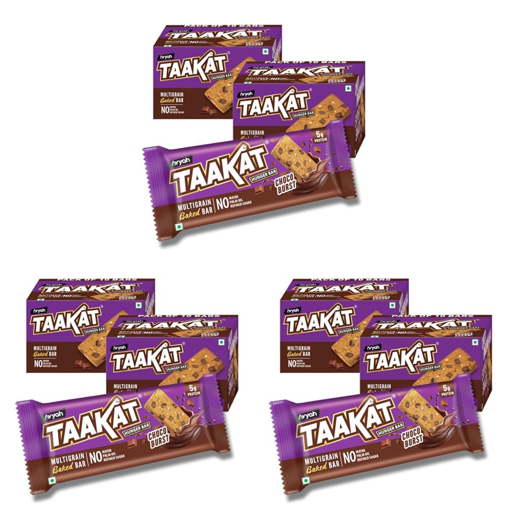 Taakat Hunger Bar Choco Burst: Pack of 30 X 2 | 5g Protein | Multigrain Baked Bar | Genuine Chocolate | NO - Maida, Palm Oil and Refined Sugar-image-18