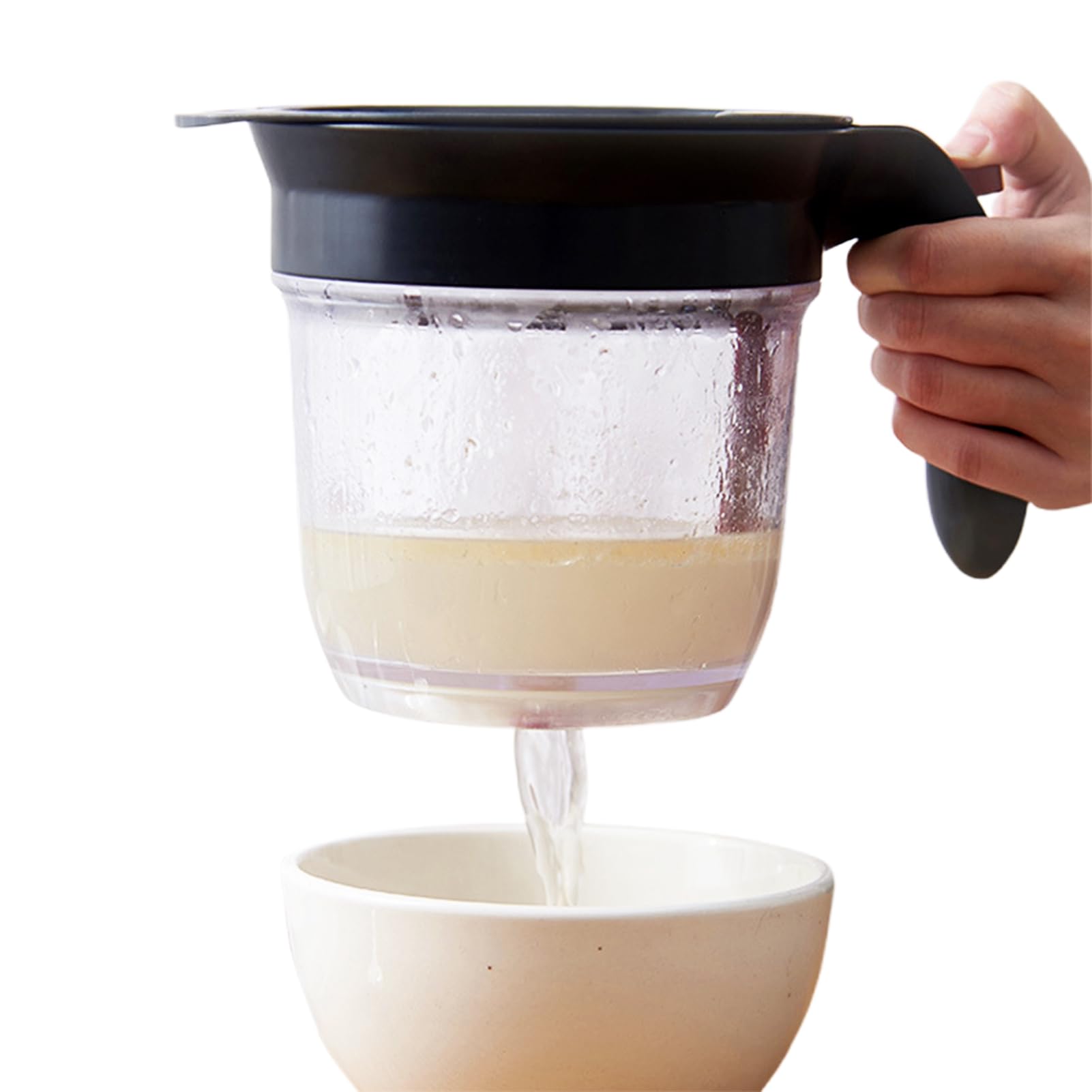 Taza separadora de grasa de 4 tazas con liberador inferior y colador de salsa de alta resistencia