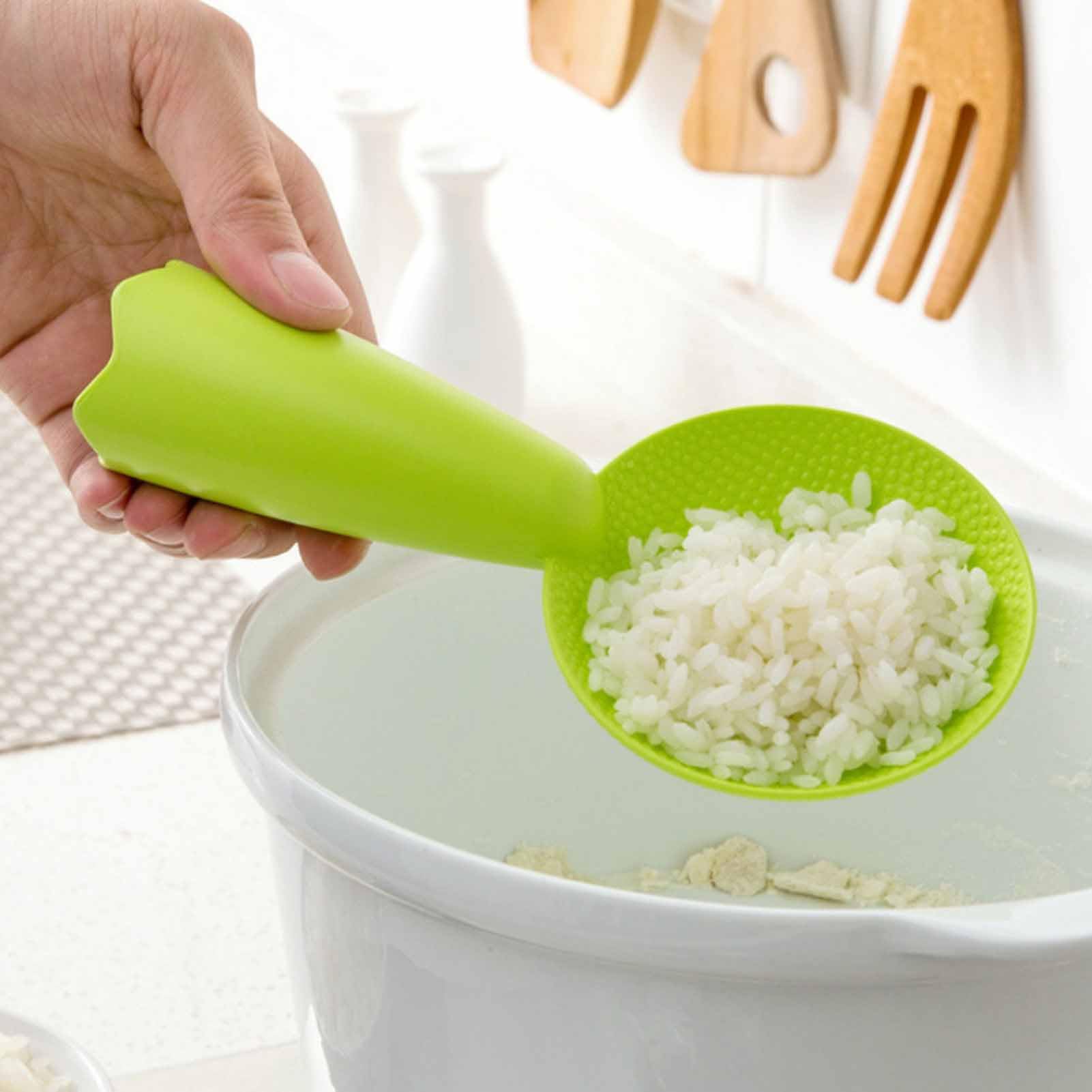 Smile Face Pattern Rice Spoon Prevent Sticking Standable Spatula Green