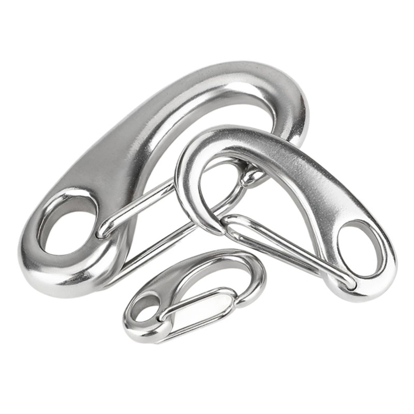 Clip Mosquetón con Forma Huevo 1 mosquetón de Acero Inoxidable 316 Multifuncional con Forma de Huevo, con Resorte, for Senderismo, Acampada, Marino, de liberación rápida(100mm)
