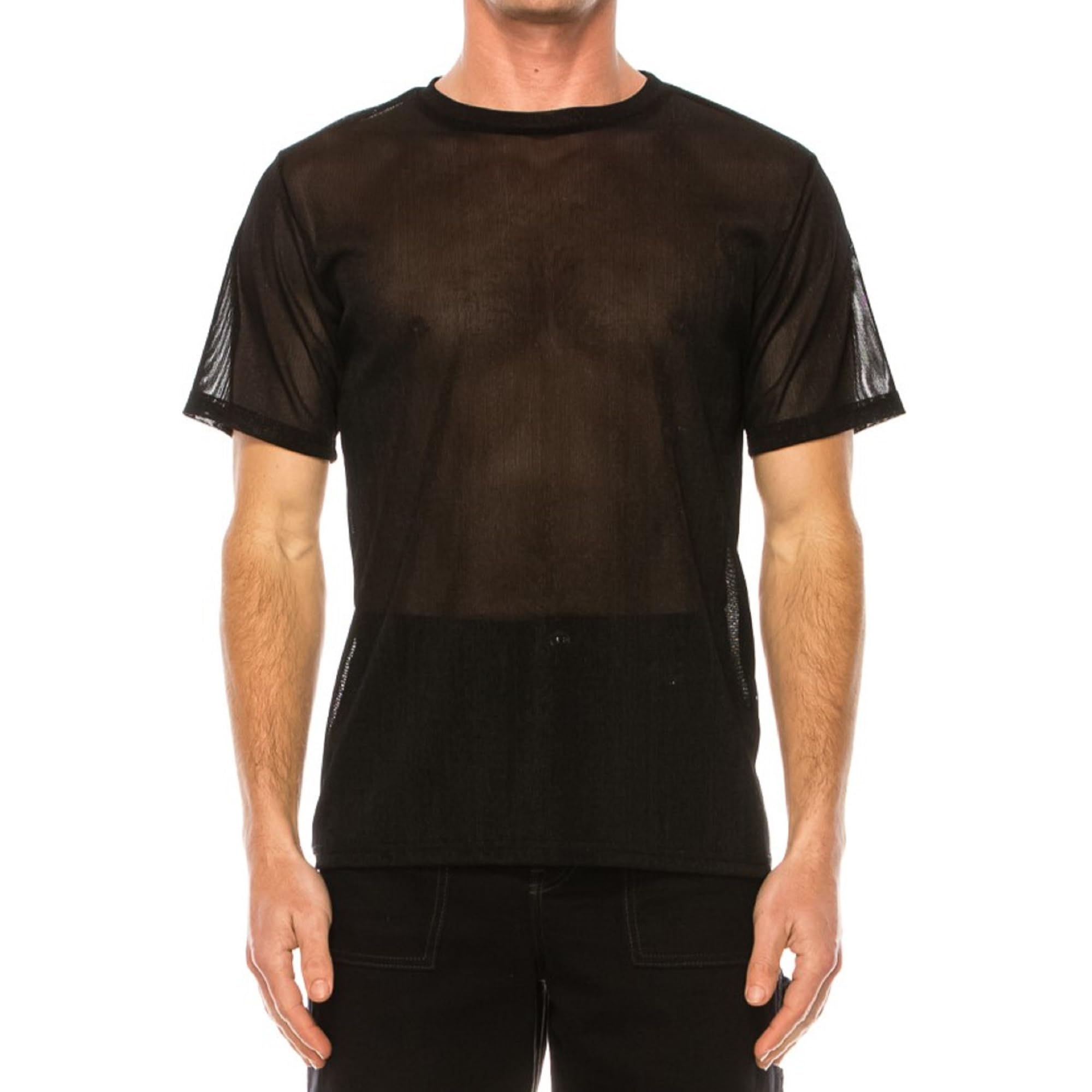 Men's Shiny Mesh Short Sleeve T-Shirt, Extended Plus