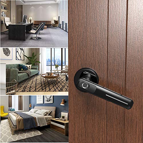 Fingerprint Electric Smart Door Lock, Biometric Keyless Entry Door Handle, Safe Single-Cylinder Door Lock for Family Apartment Office (Black)… - Thumbnail 5