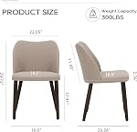 COLAMY Upholstered Dining Chairs Set of 2, Modern Fabric Dining Room Kitchen Side Chair with Padded Seat and Wood Legs for Restaurant/Cafe, Camel, Fabric